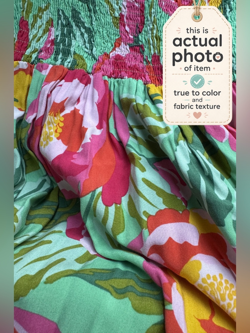 Abel the Label Floral Green Maxi Dress with Smocked Bodice - Picture 9 of 14